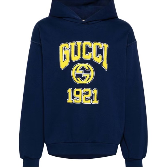 Gucci embroidered logo jersey cotton hoodie size Large made in Italy NWT